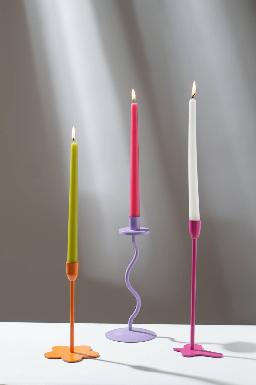 Home Décor Groovy Glow Lilac Candle Holder - Stylish 4x10 Inch Decorative Candle Holder for Living Room & Home Accents